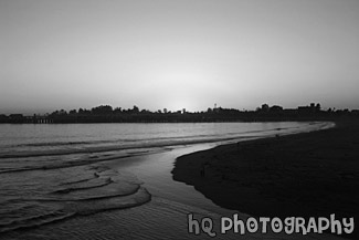 Sunset at Santa Cruz, California black and white picture