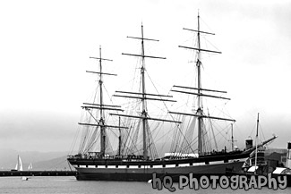 Balclutha Boat in San Francisco Bay black and white picture