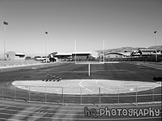 High School Football Field black and white picture