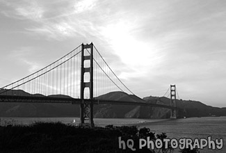 Golden Gate Bridge View black and white picture