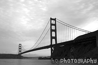 Full Golden Gate Bridge View black and white picture