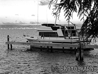 Lake Washington Boat black and white picture