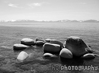 Lake Tahoe Rocks black and white picture