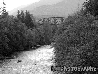 Green River & Old Bridge black and white picture