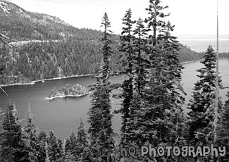 Mountains of Lake Tahoe black and white picture