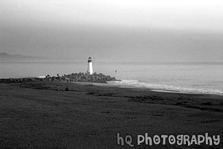 Lighthouse at Santa Cruz, California black and white picture