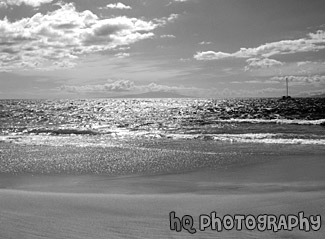 Boat & Beach of Maui, Hawaii black and white picture