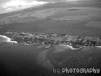 Aerial View of Maui, Hawaii black and white picture