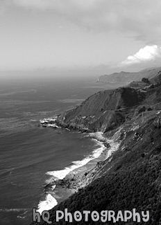 Pacific Ocean Scenic Coast black and white picture