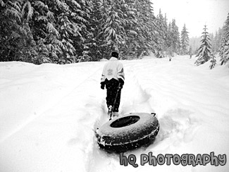 Walking in the Snow black and white picture