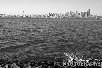 Seattle From Alki Beach black and white picture