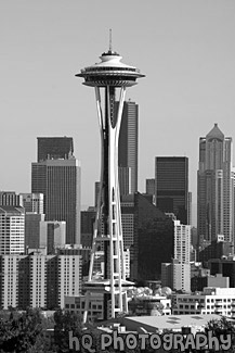 Space Needle View black and white picture