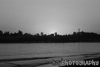 Bright Orange Santa Cruz Sunset black and white picture