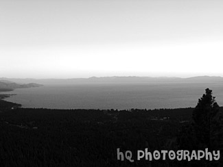 Overall View of Lake Tahoe black and white picture