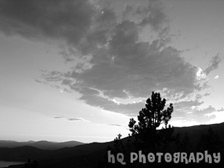 Sunset & Sky of Lake Tahoe black and white picture