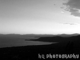 Lake Sunset, Lake Tahoe black and white picture