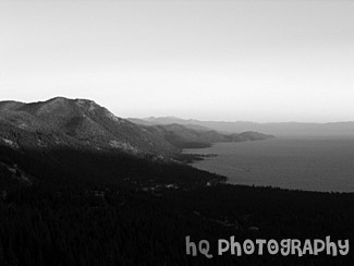 Shadow over the Mountains, Lake Tahoe black and white picture