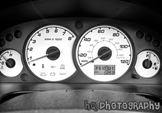 Speedometer Readings black and white picture