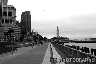 San Francisco Piers & Wharf black and white picture