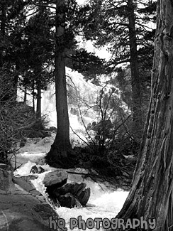 Lower Eagle Falls at Lake Tahoe black and white picture