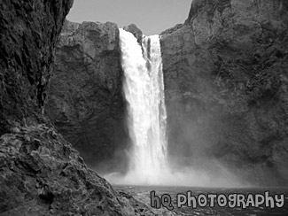 Snoqualmie Falls & Rock black and white picture