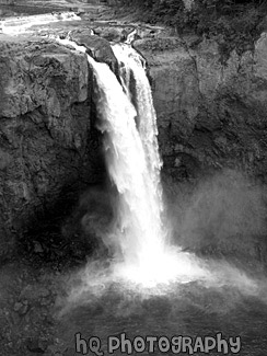 Tall Snoqualmie Falls in Washington black and white picture