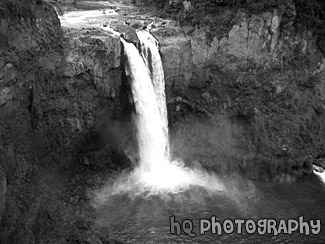 Overlooking Snoqualmie Falls black and white picture