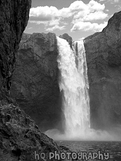 Clouds & Waterfall black and white picture