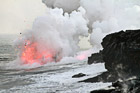 Lava in Ocean in Hawaii photo thumbnail