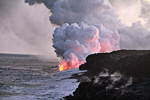 Red Lava Going into Ocean photo thumbnail