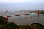 Cruise Ship Under Golden Gate Bridge photo thumbnail