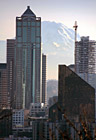 Mt. Rainier Behind Seattle Skyscrapers photo thumbnail