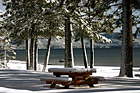 Picnic Table & Lake Tahoe Snow photo thumbnail