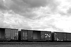 Black & White Side of Train & Clouds preview