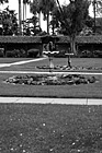 Black & White Fountains & Grass of Mission Gardens, SCU preview