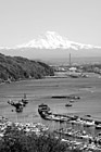 Black & White Commencement Bay & Mt. Rainier preview