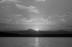 Black & White Orange Sunset Behind Olympic Mountains preview