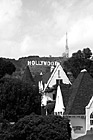 Black & White Hollywood Sign Behind House preview