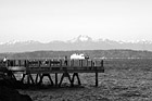 Black & White Dock, Mountains, & Ferry preview