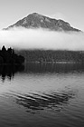 Black & White Lake Cresent Fog & Reflection preview