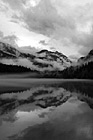 Black & White Vertical Diablo Lake Dramatic Clouds, Fog, and Reflection preview