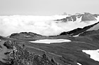 Black & White Fog Hovering over Mountains preview