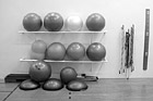 Black & White Yoga Balls Against Wall preview
