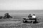 Black & White Couple Watching Pacific Ocean preview