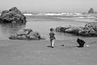 Black & White Little Boy on Beach preview