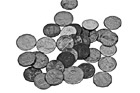 Black & White Coins on White Background preview