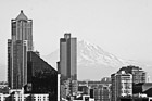 Black & White Seattle Buildings & Mt. Rainier preview