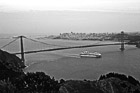 Black & White Cruise Ship Under Golden Gate Bridge preview