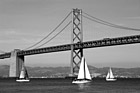 Black & White Bay Bridge, San Francisco & Sail Boats preview
