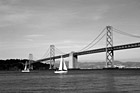Black & White Full View of Bay Bridge & Sailboats preview